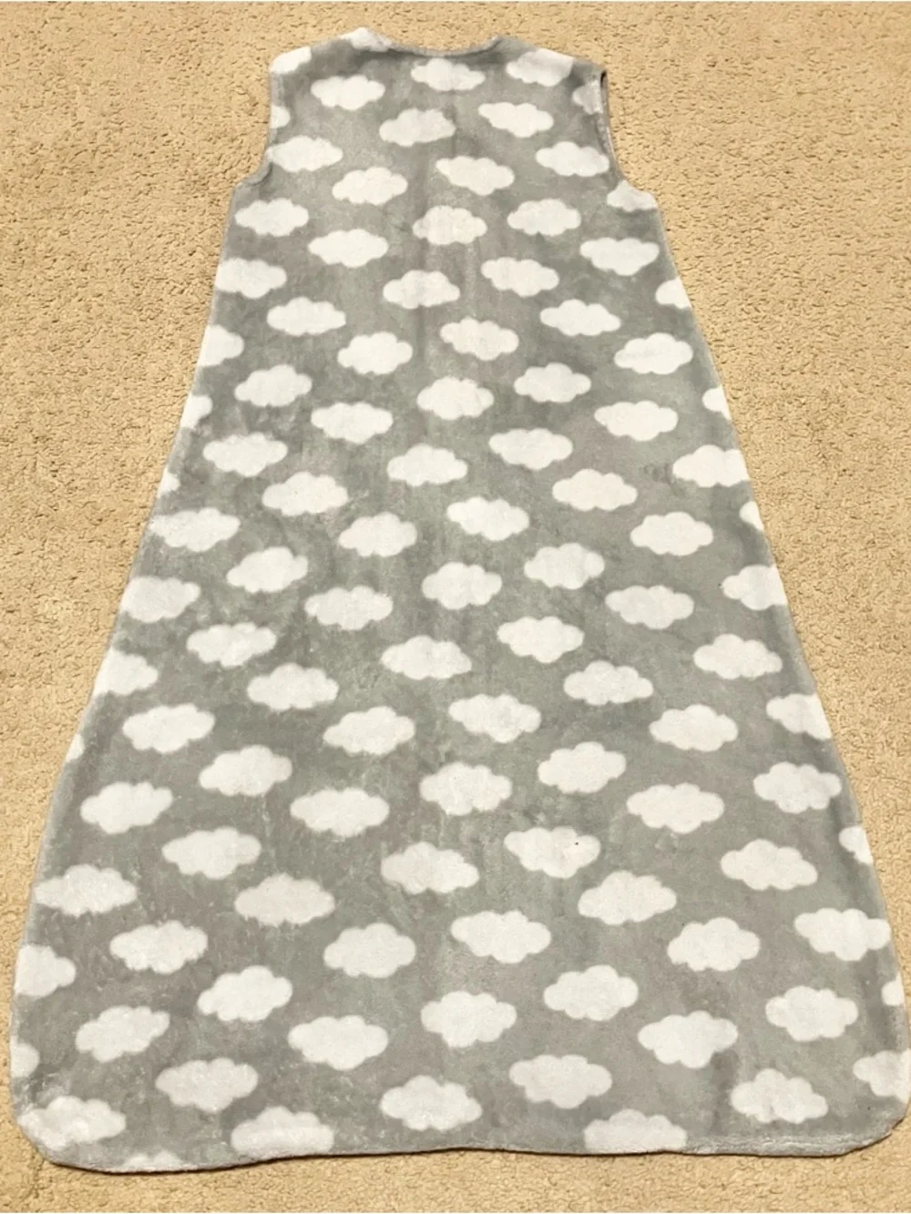 HB Sleep Sack Fleece Grey & White Cloud Print Wearable Blanket Baby Size 18-24 M